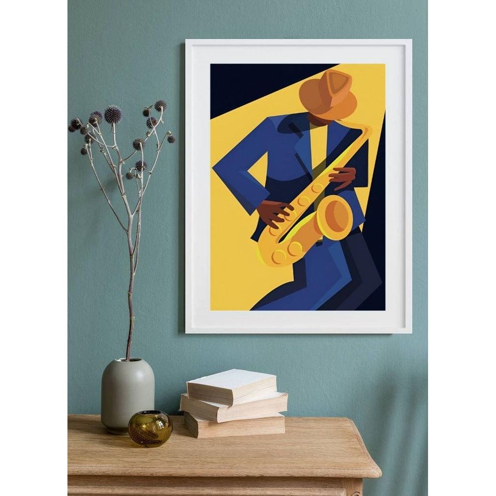 Quadro Decorativo Jazz Saxofone 60X48Cm