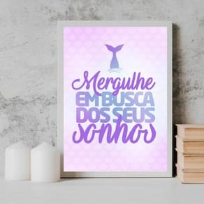 Quadro Sereia Busque Seus Sonhos 24X18Cm Branca