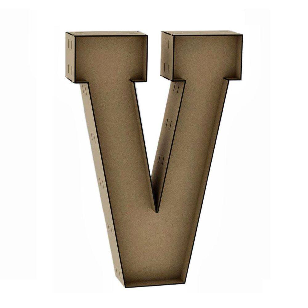 Letra caixa grande v mdf 60cm de altura decoração