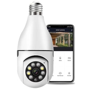 Câmera de segurança lâmpada wifi prova d`agua infravermelho interna.externa - camera, giratória, 360 bivolt