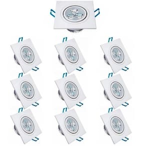 Kit 10 lâmpadas led 3w spot quadrado embutir bco frio biv