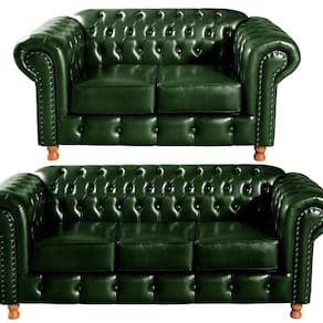 Conjunto De Sofá 3 Lugares E 2 Lugares Chesterfield Luís XV Verde