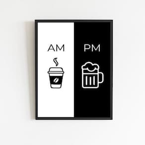 Quadro Decorativo Café E Cerveja- Am Pm 24X18Cm