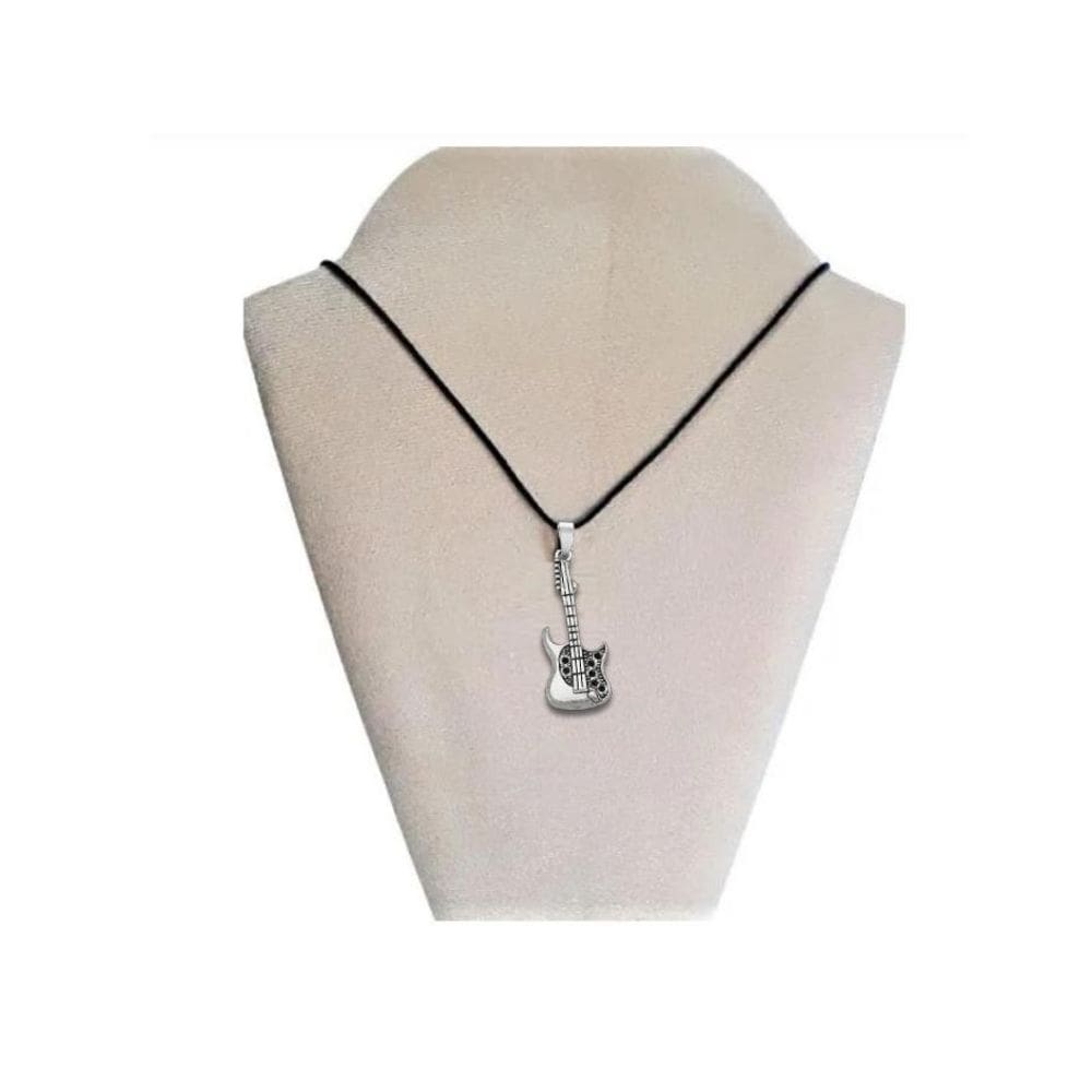 Colar guitarra gargantilha charme prateado