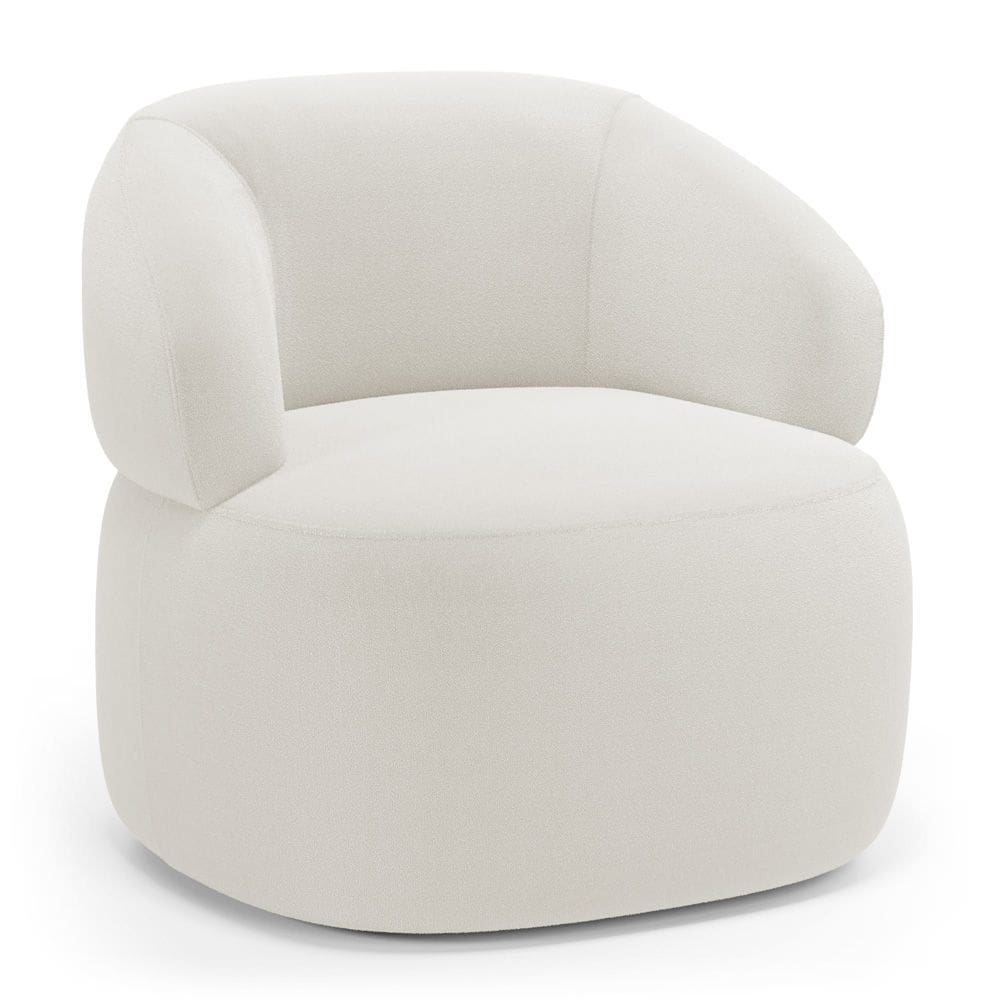 Poltrona Orgânica Giratória Living Glee Bouclê Off White - Desk Design