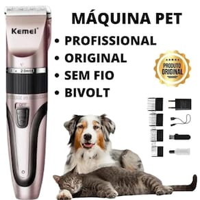 Máquina tosa pet kemei 1053 bivolt sem fio petshop