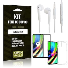 Capinha moto g9 plus + fone de ouvido p2 + película 3d