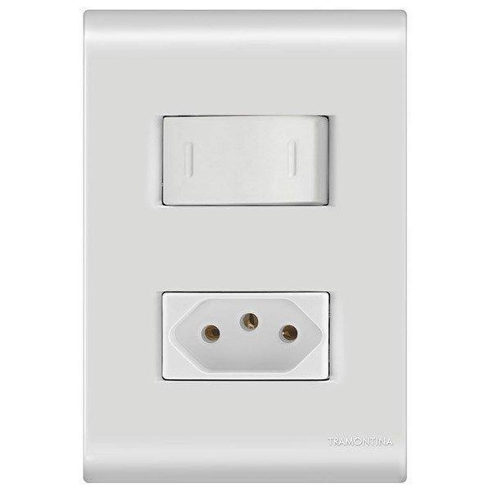 Conj. 1 interruptor + 1 tomada 10a - tramontina liz