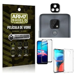 Kit moto e7 película de câmera+película 3d+capa anti impacto