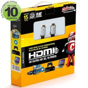 Cabos hdmi 2.0 flat desmontável - 15 mts kit com 10