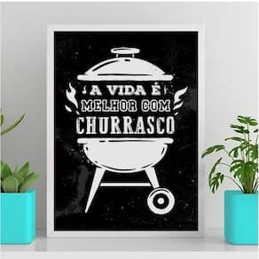Quadro A Vida É Melhor Com Churrasco 24X18Cm Branca