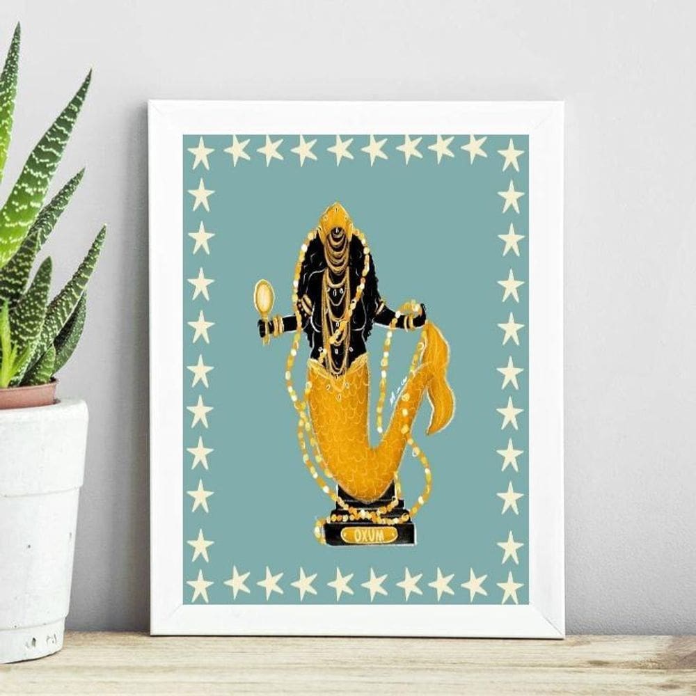 Quadro Candomblé Oxum - Estrelinhas 24X18Cm - Com Vidro