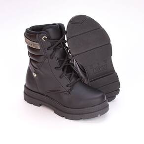 Bota Coturno Infantil Feminino Kidy Comfort Strass Preto