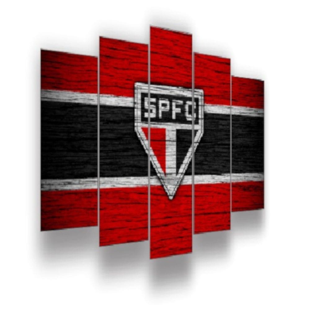 Quadro decorativo mosaico 5 peças mod446 time são paulo