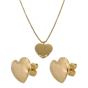 Conjunto gargantilha folheada a ouro ping. coração 45cm e
