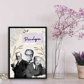 Quadro Decorativo Mestres Da Psicologia 45X34Cm - Com Vidro