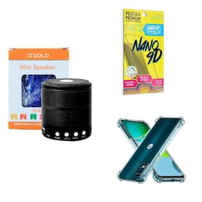 Kit caixa de som + capinha motorola e13 + película 9d