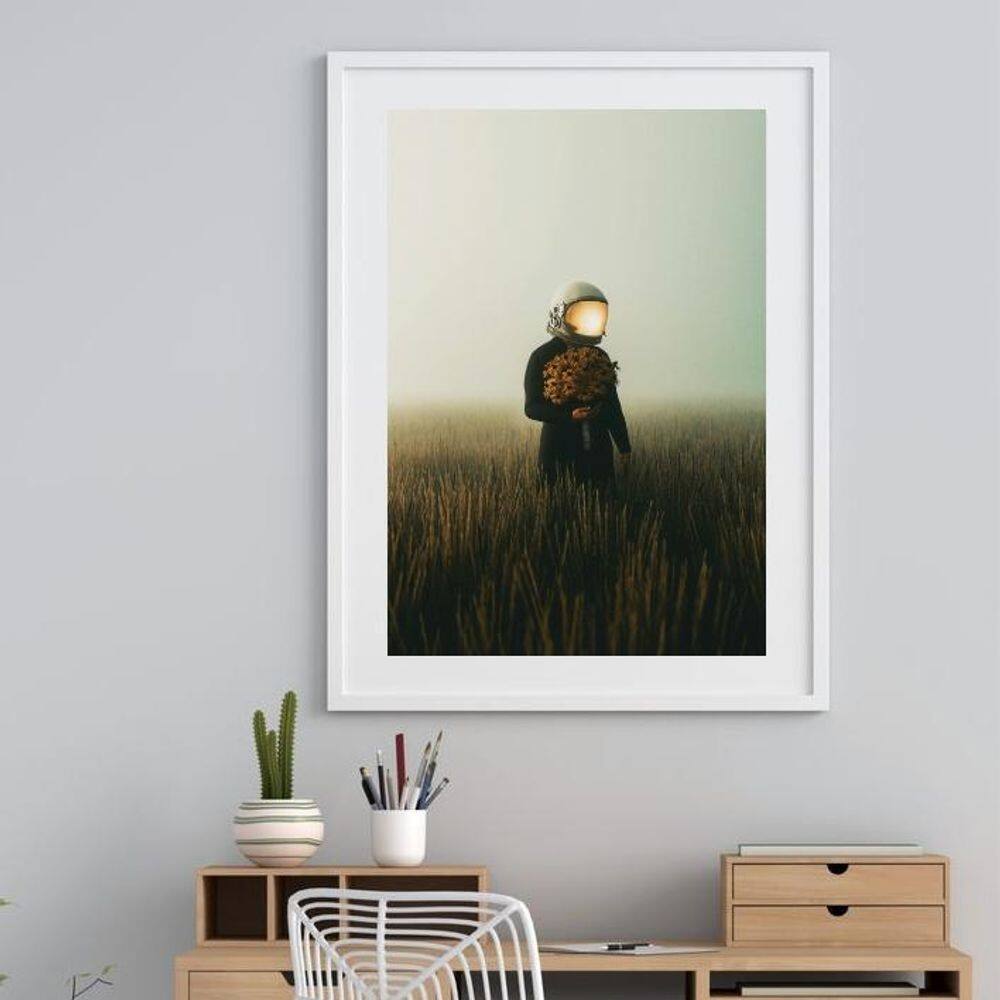 Quadro Astronauta Com Flores - 60X48Cm