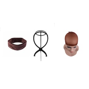 Kit wig cap + suporte + faixa hair grip para peruca front