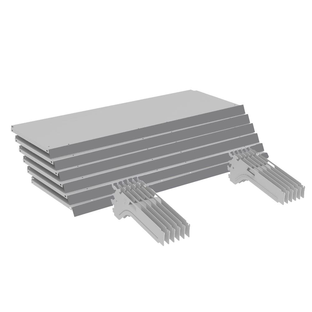 Kit 6 Bandejas Gondola FIT 40 Branco 6X 30x90 Pe Cinza