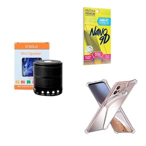 Capinha motorola e23 + caixa de som bluetooth + película 9d