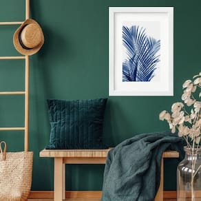 Quadro Folhas Palmeira Azul - 60X48Cm