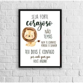 Quadro Infantil Tema Safari Seja Forte E Corajoso 45X34Cm