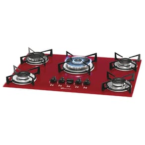 Fogão Cooktop A Gás Fischer 5 Bocas 3 Chamas Vermelho Bivolt