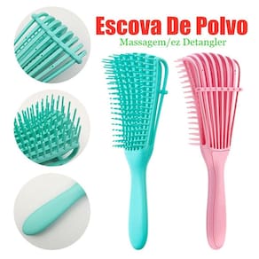 Escova para cabelo cacho pente polvo - pink