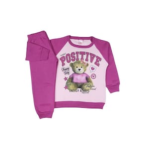 Conjunto Moletom Rosa Ursinha Fashion Estilosa Inverno Frio
