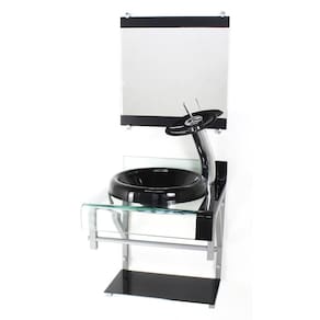 Gabinete vidro 40cm banheiro curvado duplo pc cuba chapéu