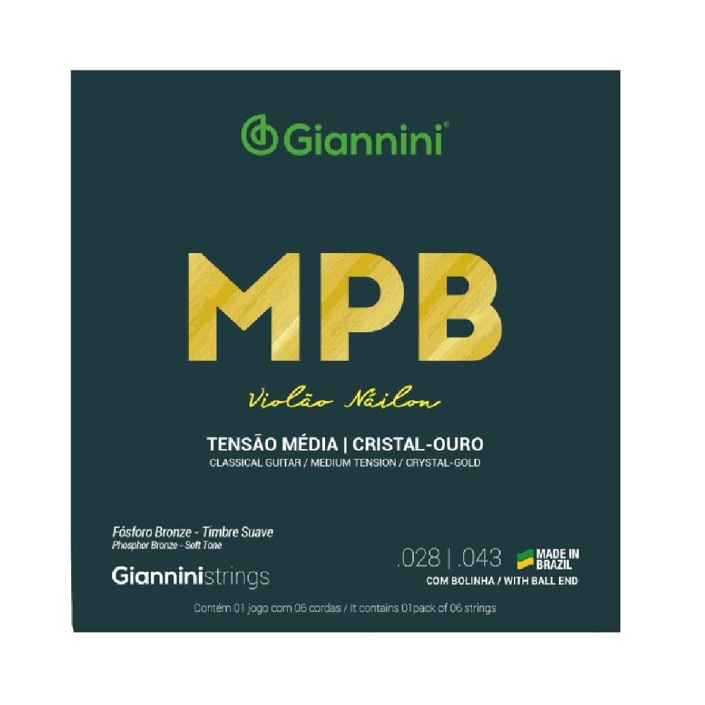 Encordoamento Violão Giannini MPB GENWG Cristal Ouro - Nylon