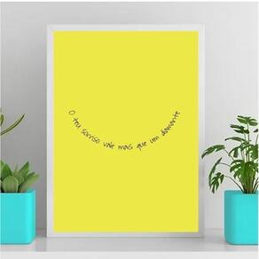 Quadro O Teu Sorriso Vale Mais Que 24X18Cm Vidro Branca