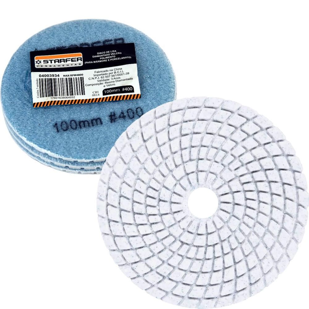 Jogo de 5 disco de lixa diamantado tiras aderentes para polimento 100