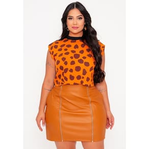 Blusa Feminina Plus Size  Estampa Animal Print