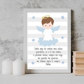 Quadro Santo Anjo Anjinho Menino 24X18Cm
