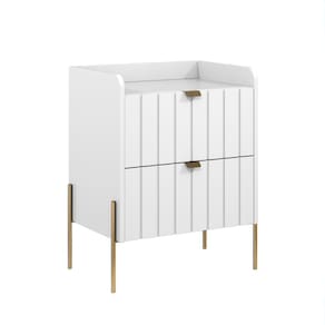 mesa de cabeceira branca moderna moriah 45cm pés de ferro fino dourado