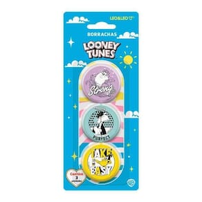 Borracha escolar looney tunes - kit 3 unidades