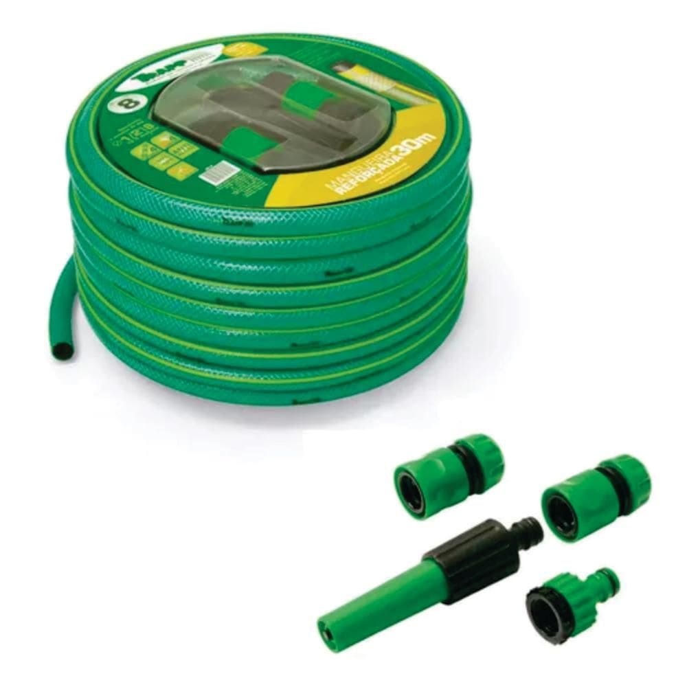 Conjunto Mangueira Reforçada 30m Com Esguicho Mr30 Trapp