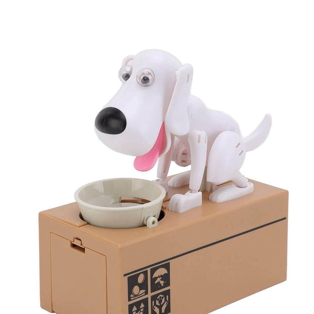 Cofrinho Eletronico Infantil Cachorro Que Come Moeda Branco