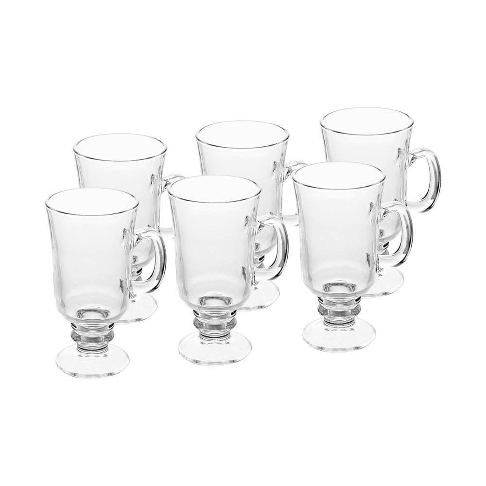 Conjunto Com 06 Taças De Cappuccino De Vidro Com Pé 250ml 6614 - Lyor