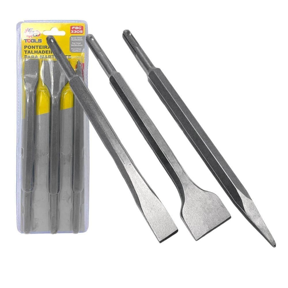Conjunto Talhadeira E Ponteira De Martelete Fbg Tools 3 Un