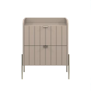 mesinha de cabeceira moriah 45cm conect com pe de ferro champagne para quarto casal