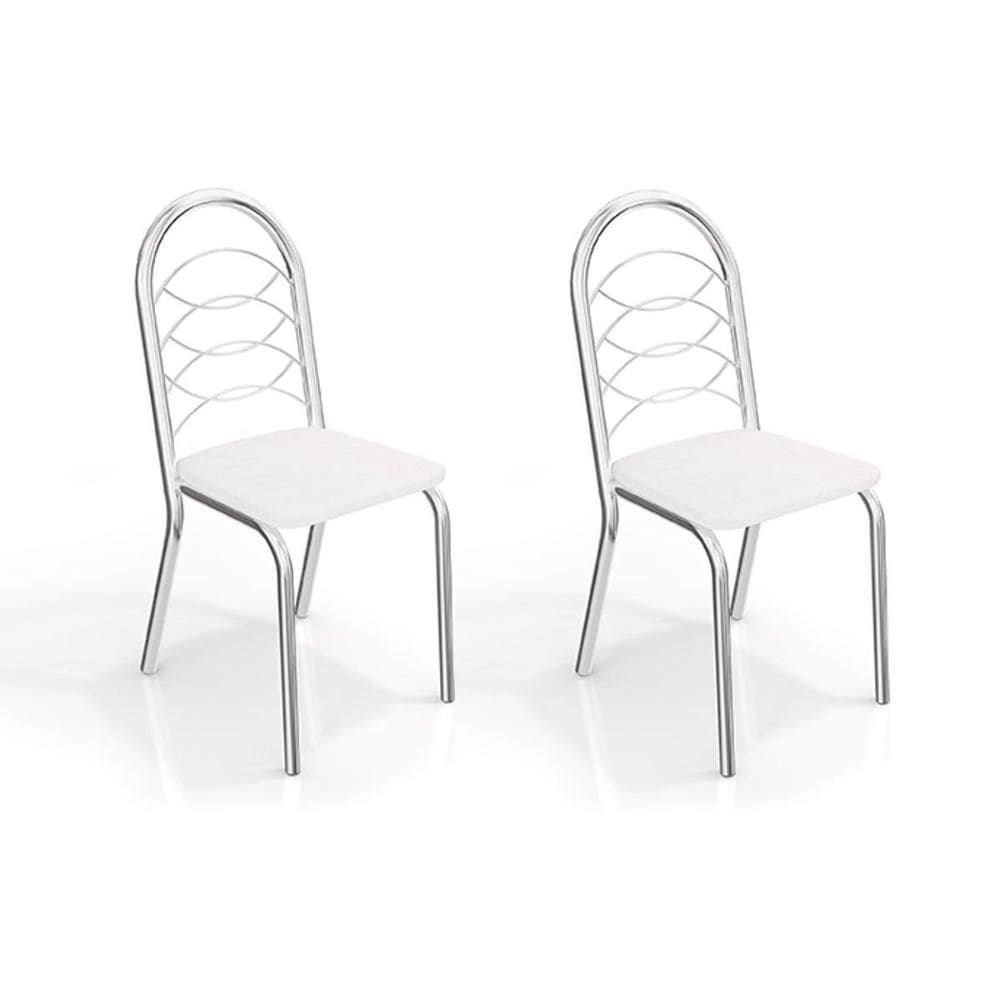 Cadeira Sala de Jantar Holanda 2C009 Aço Kit 2 Uni Cromada - Assento Branco 106 - Kappesberg