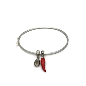 Bracelete Búzio E Pimenta Em Prata