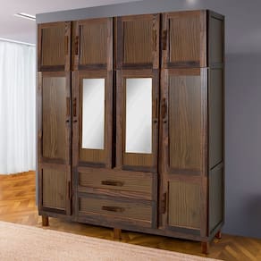Guarda-Roupa Alagoas 10 Portas 2 Gavetas 5 Prateleiras com Espelho Imbuia Natural - Rodmóveis