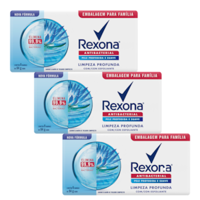 Kit 3 Packs  Sabonete Rexona limpeza profunda 6 unidades