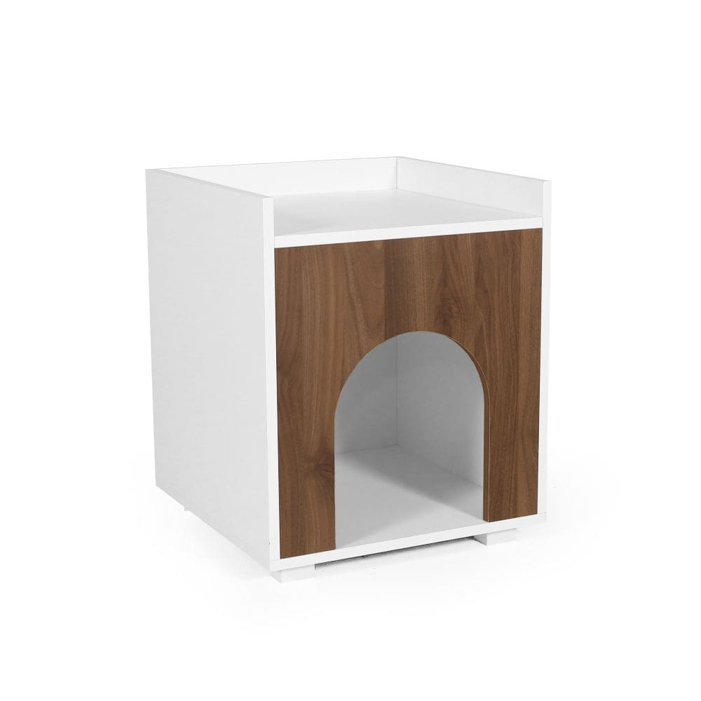 Mesa de Cabeceira Casinha Pet Cachorro com Almofada Agnes Branco/Noronha