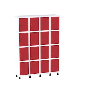 Armário Guarda Volume Locker Roupeiro 16 Portas Aço GRF 504/16 Branco/Vermelho
