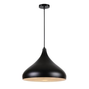 Lustre pendente chapéu 32cm bulge preto e-27 bivolt mak led